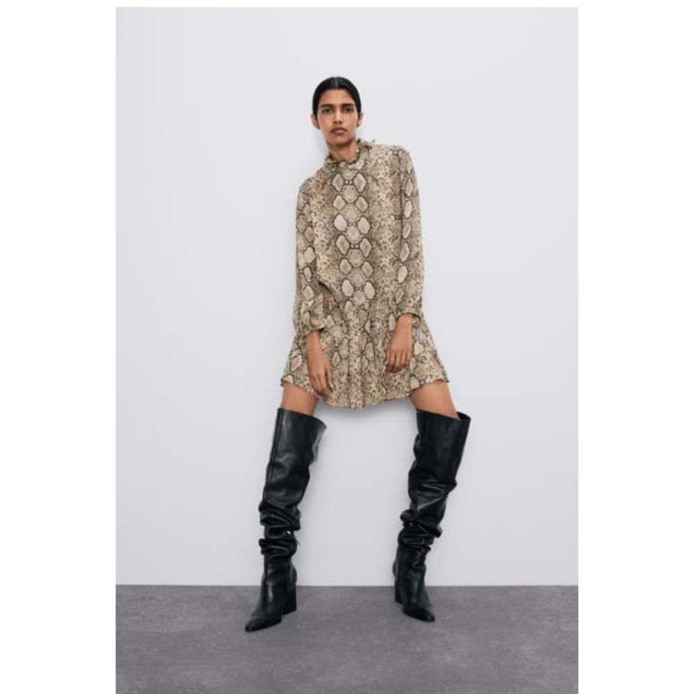 Zara Snake print pleated dress